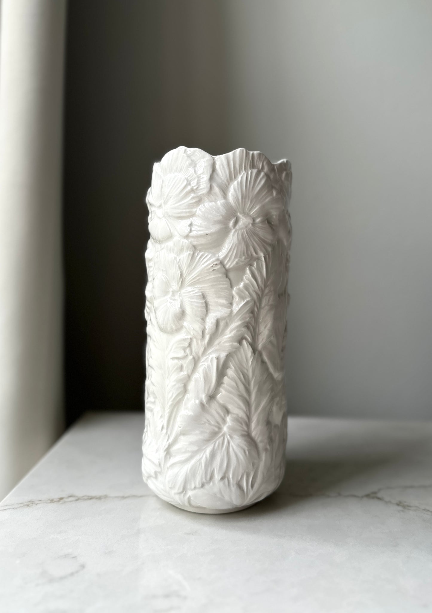Italian Floral Textured Ceramic Vintage Vase