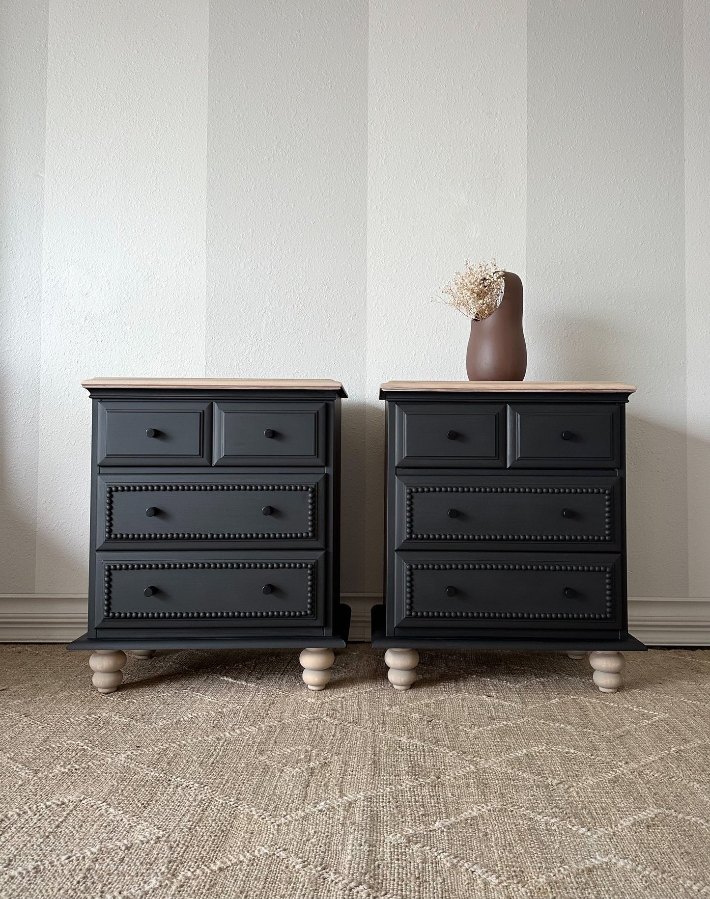 Reimagined Solid Birch Vintage Nightstand Set