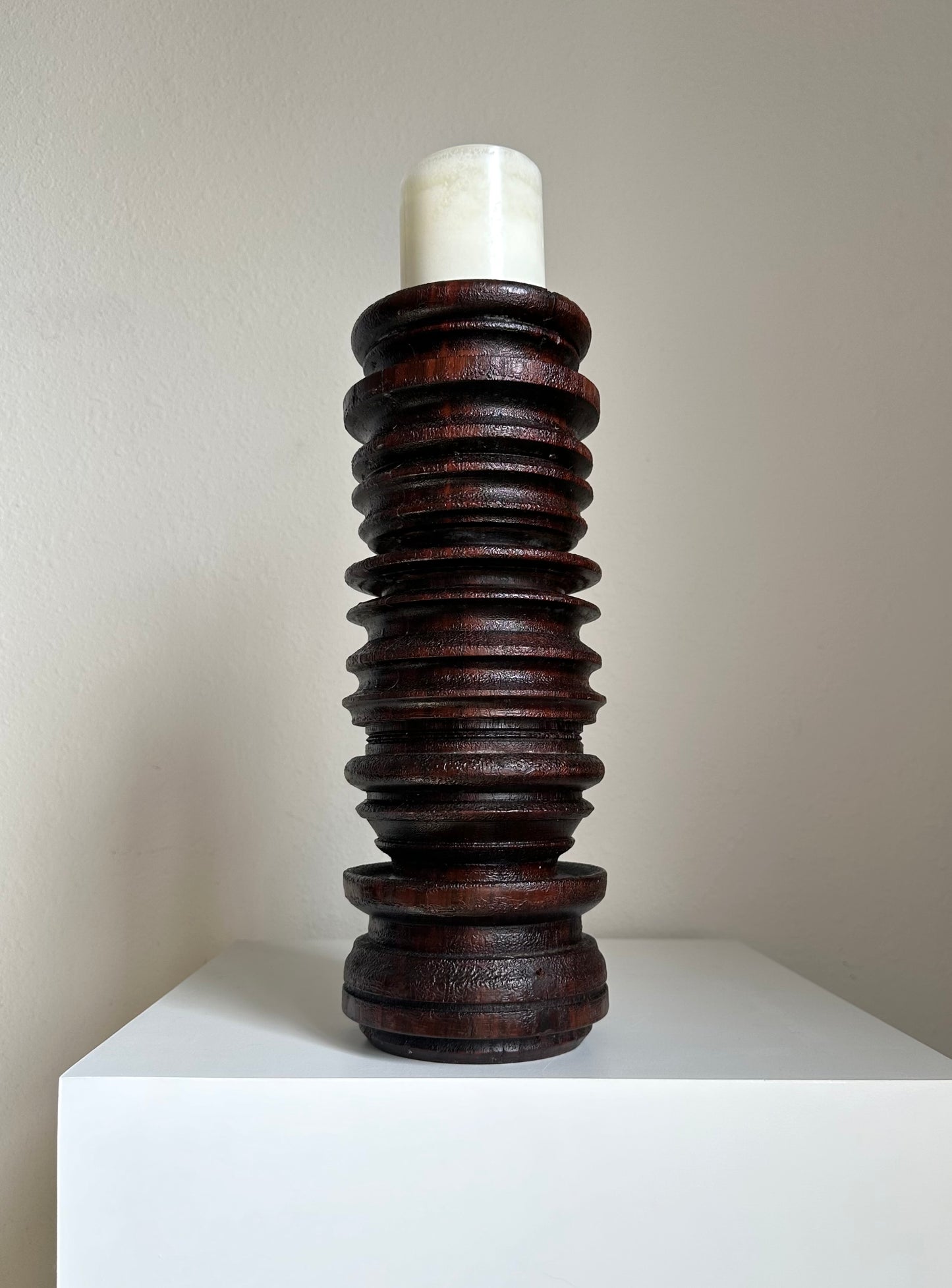 Stunning Primitive Salvaged Wood Candleholder