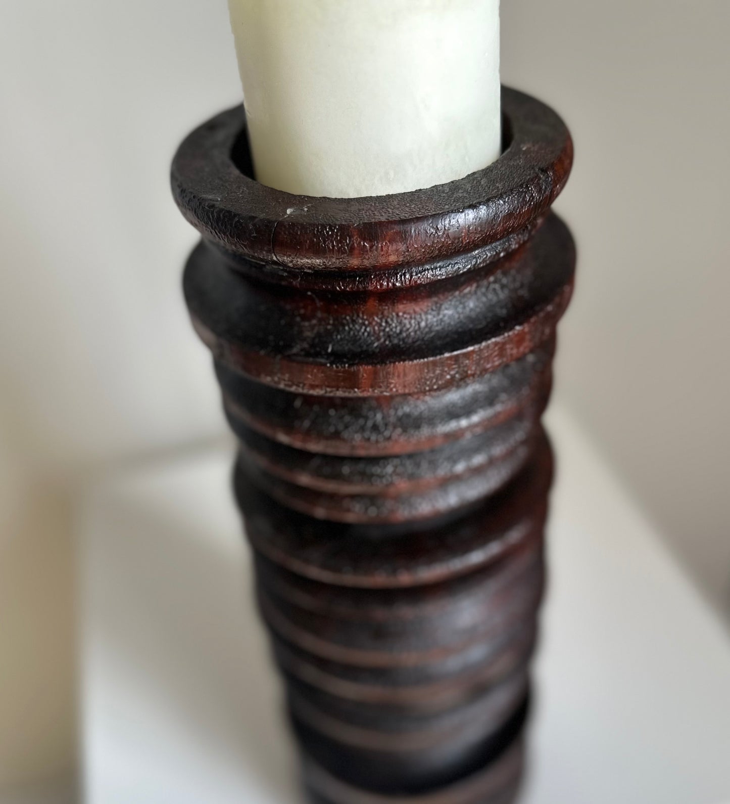 Stunning Primitive Salvaged Wood Candleholder