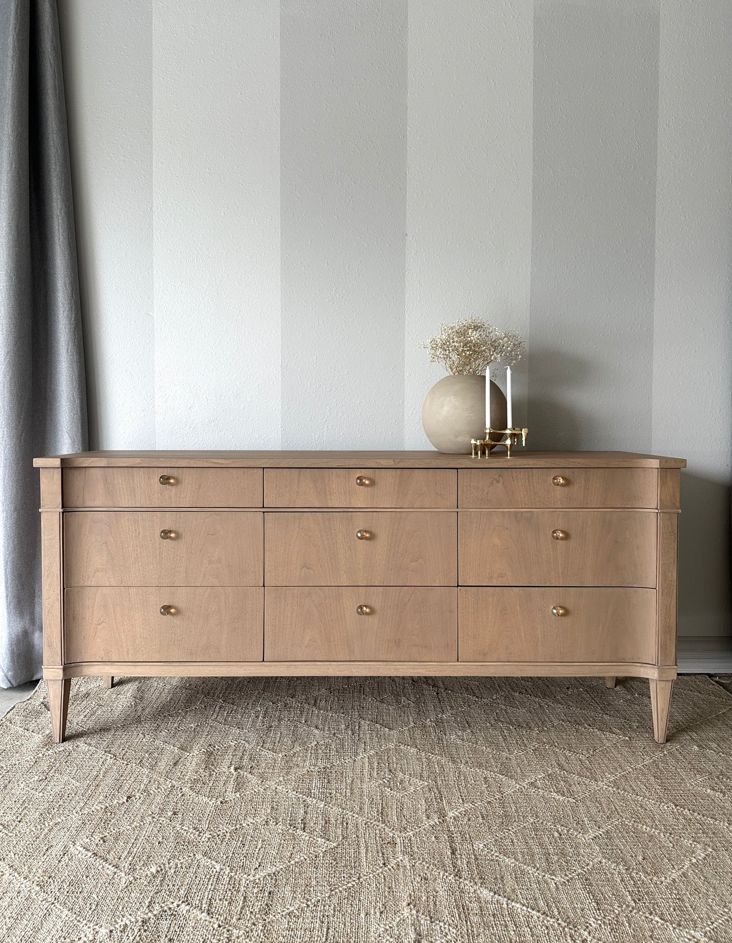 Vintage Drexel Fully Refinished Light Walnut Dresser
