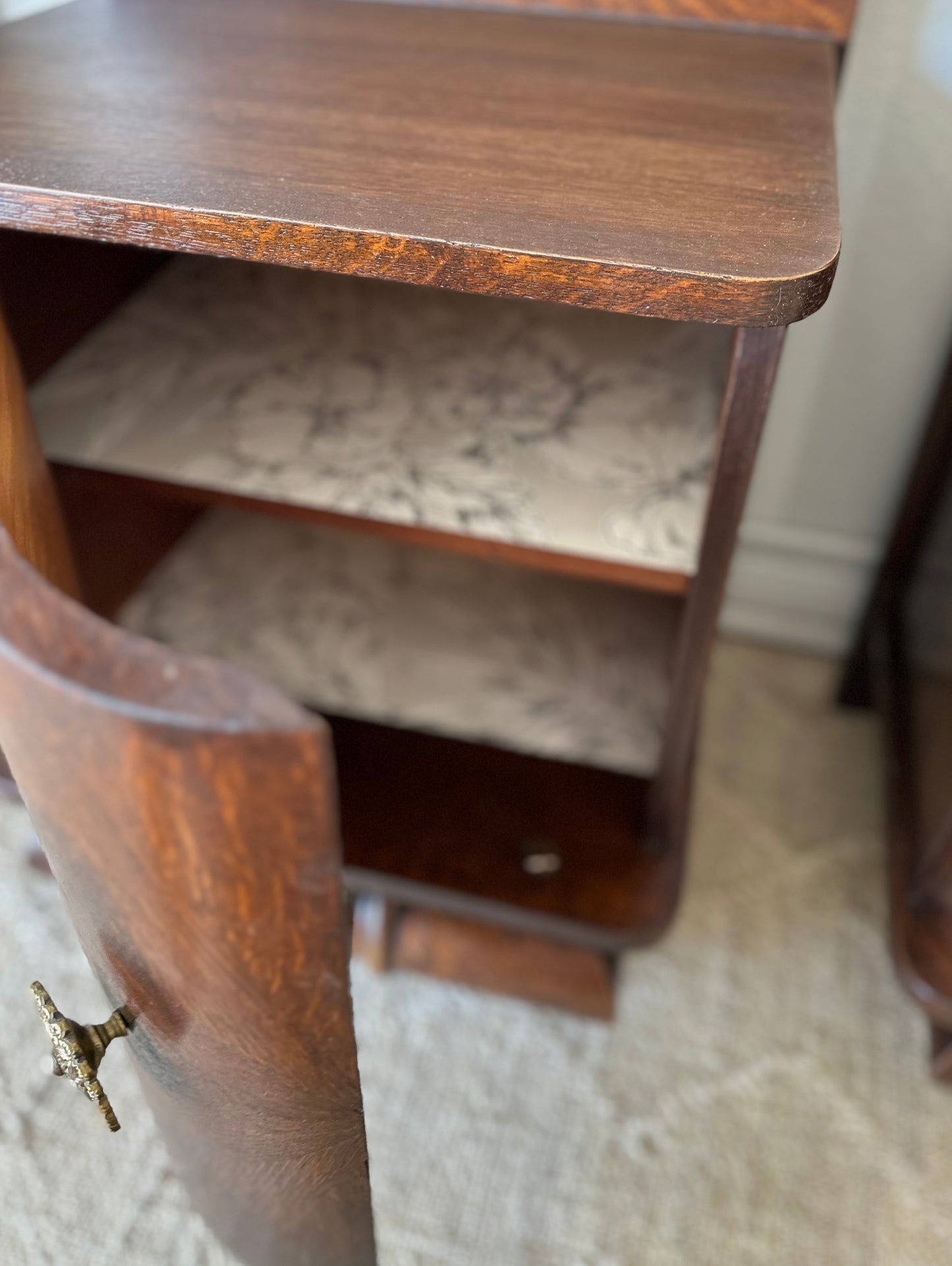 Antique Art Deco Curvy Night Tables, Restored