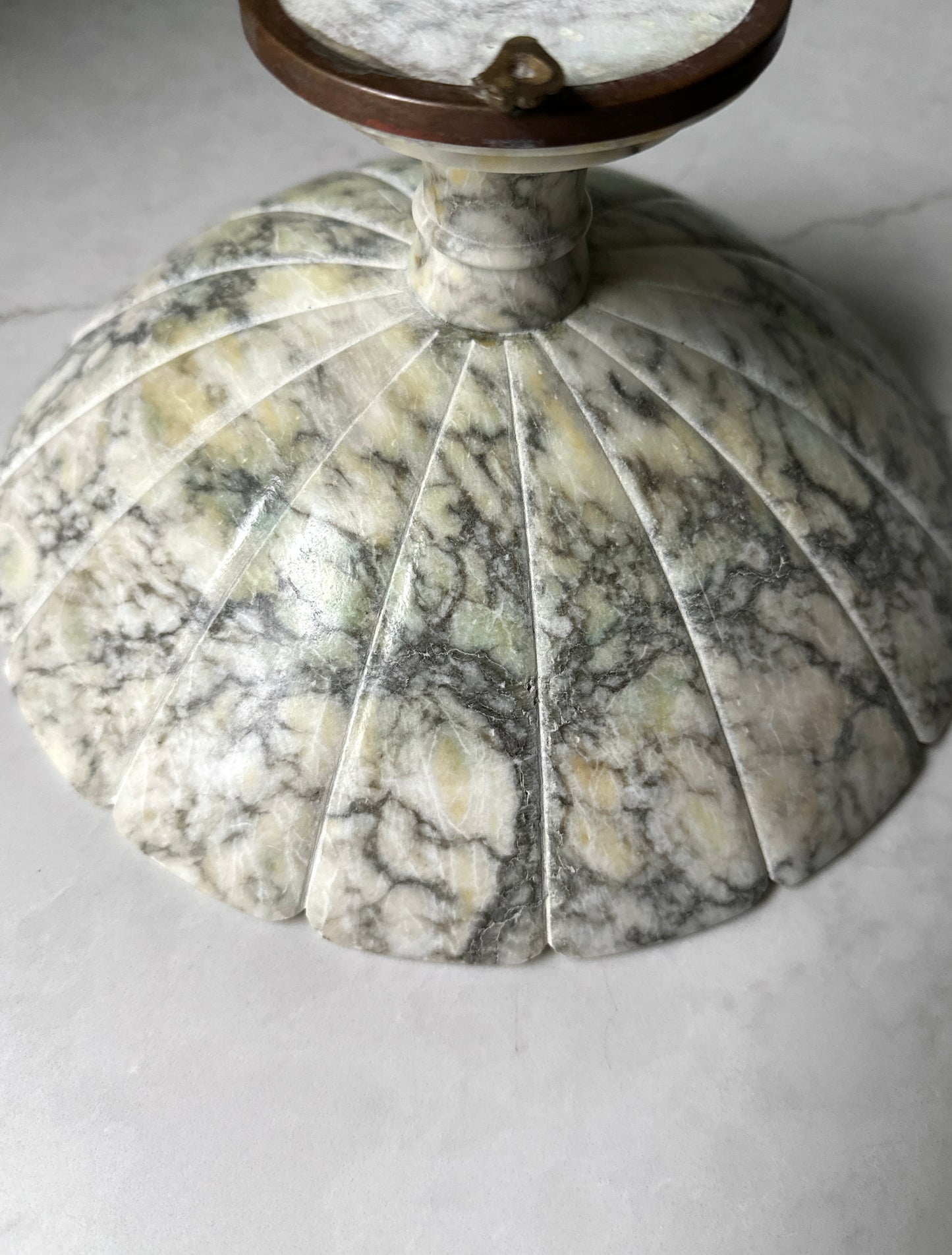 Antique Italian Alabaster Pedestal Compote Bowl with Brass Feet