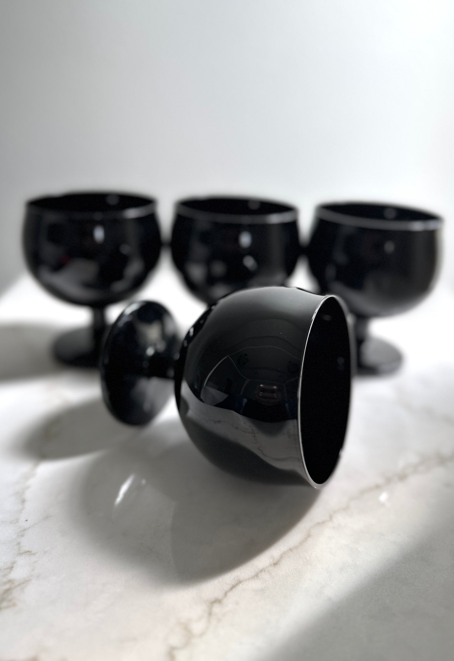 Black Opaque Glassware, Set of 4