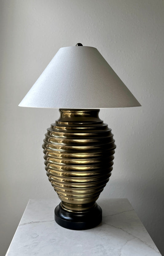 Monumental Vintage Brass Beehive Lamp