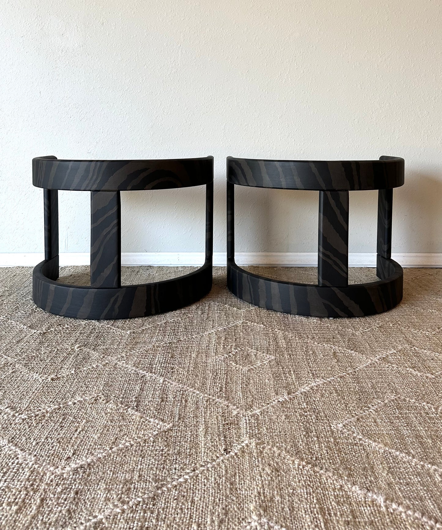 Vintage Mod End Tables Reimagined in a Luxe Faux Bois