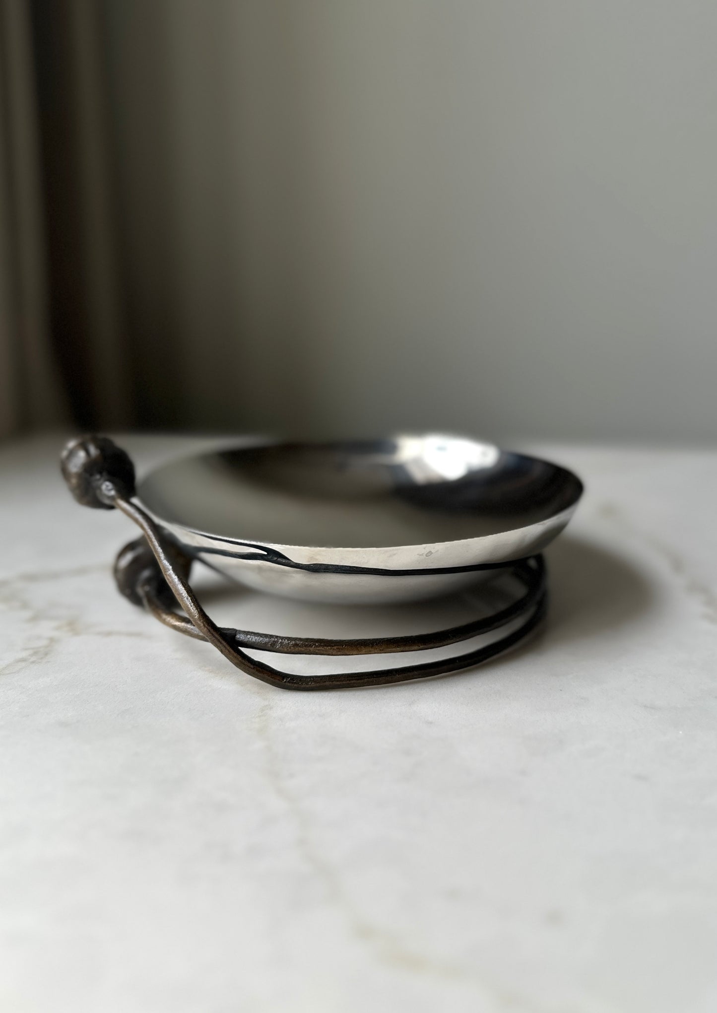 Stainless Steel & Oxidized Bronze Poppy Bowl