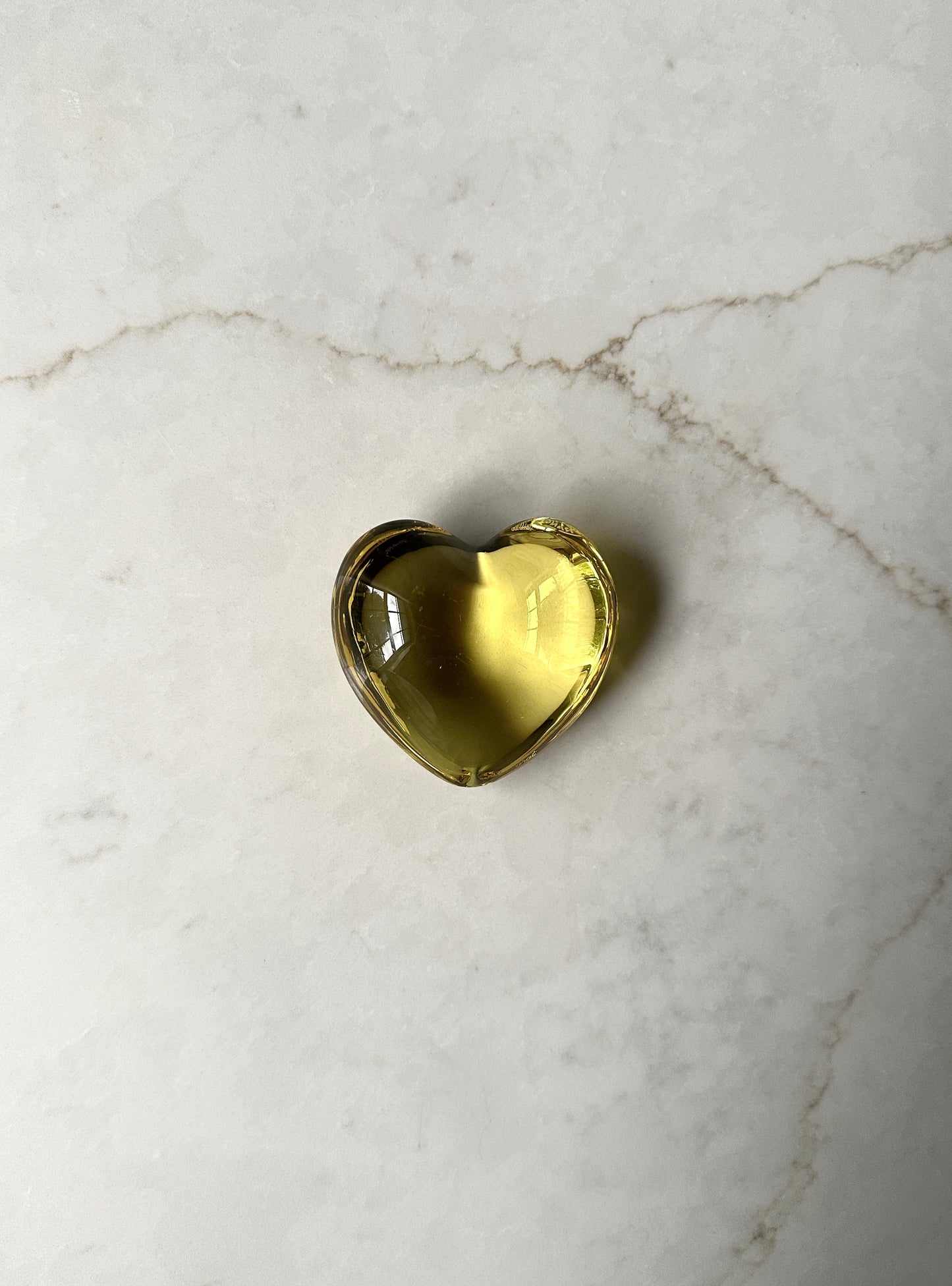 Baccarat Yellow Citrine Puffy Heart Vintage Paperweight