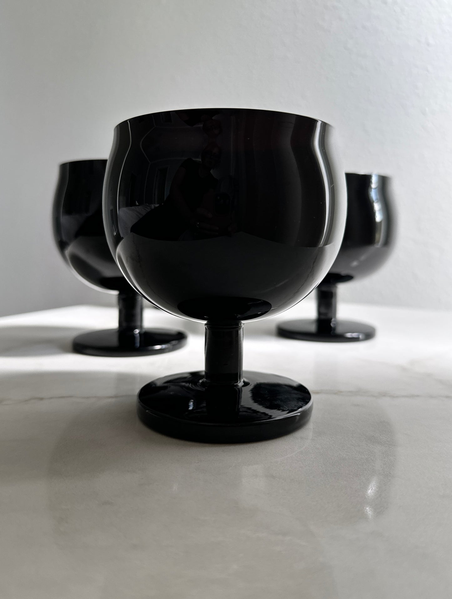 Black Opaque Glassware, Set of 4