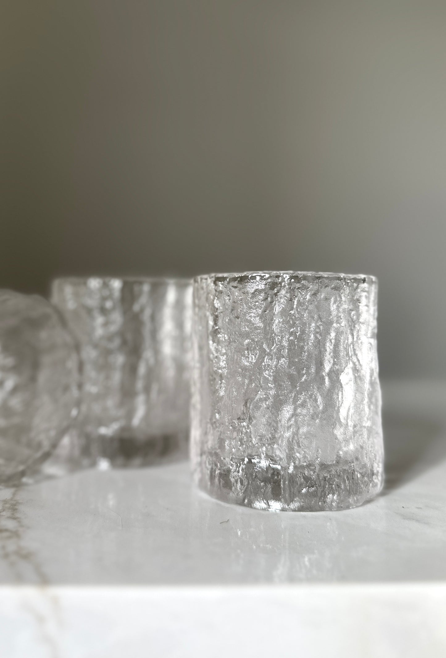 Vintage Frostfire Glacier Glass Whiskey Set of 4