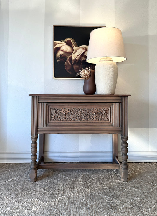 Antique Carved Sideboard; Fully Refinished in Aged Wood Tones