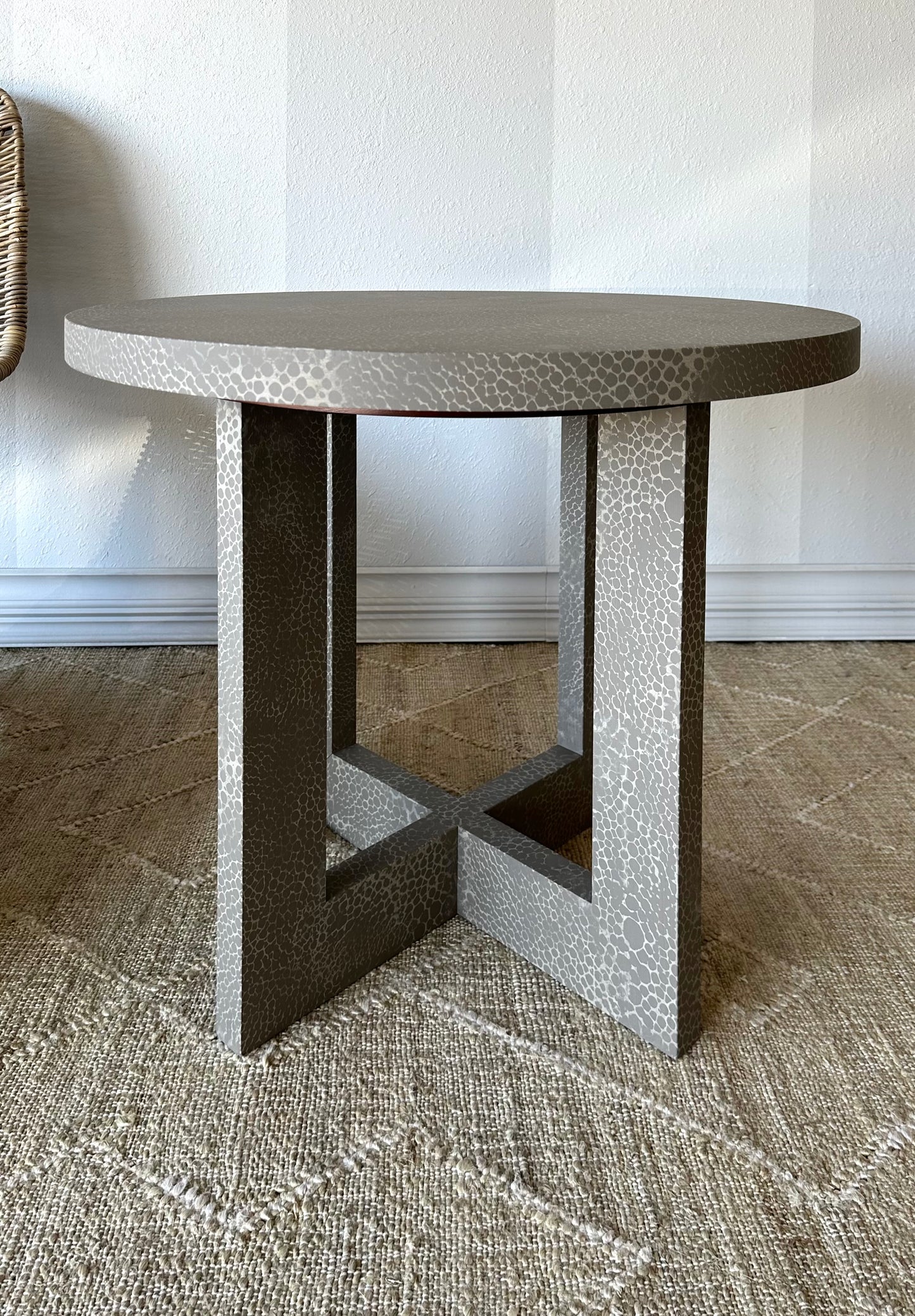 Vintage Oversized End Table in Faux Shagreen