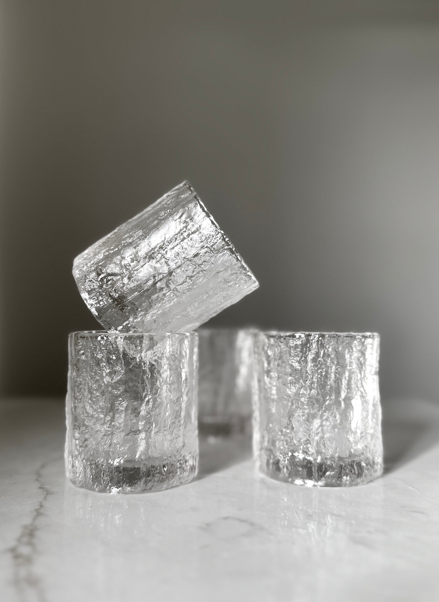 Vintage Frostfire Glacier Glass Whiskey Set of 4