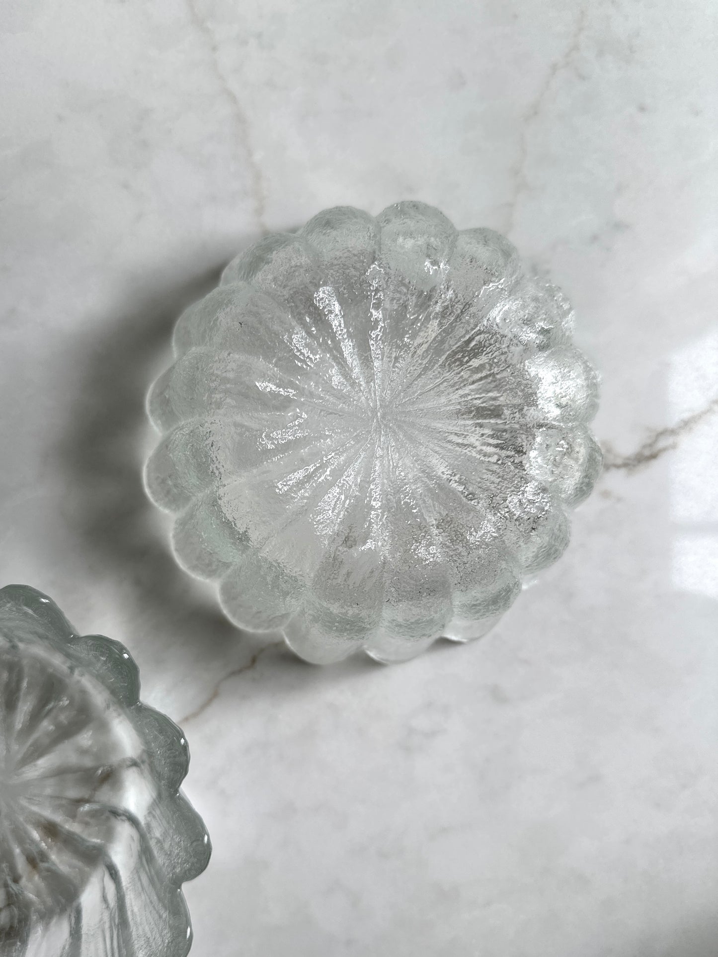 Danish Ice Glass Petal Bowls, Set of 4