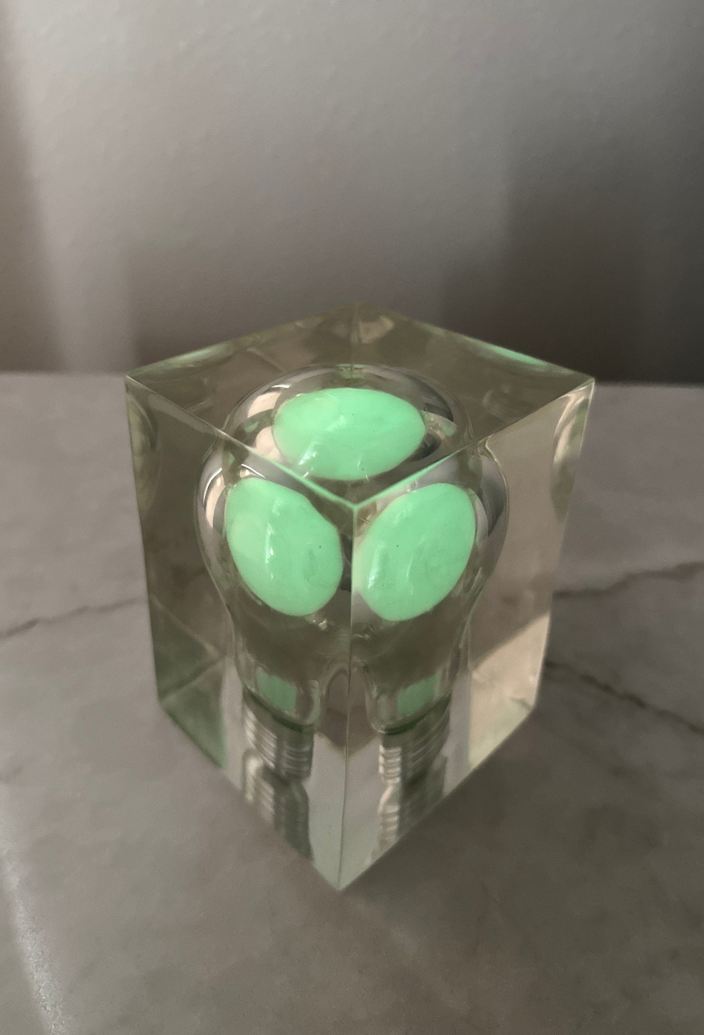 Vintage Lucite Pop Art Light Bulb Sculpture by Pierre Giraudon, Glows