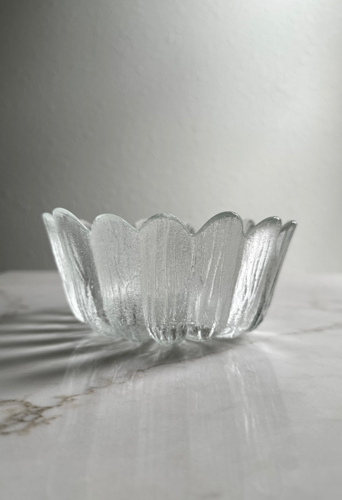 Danish Ice Glass Petal Bowls, Set of 4