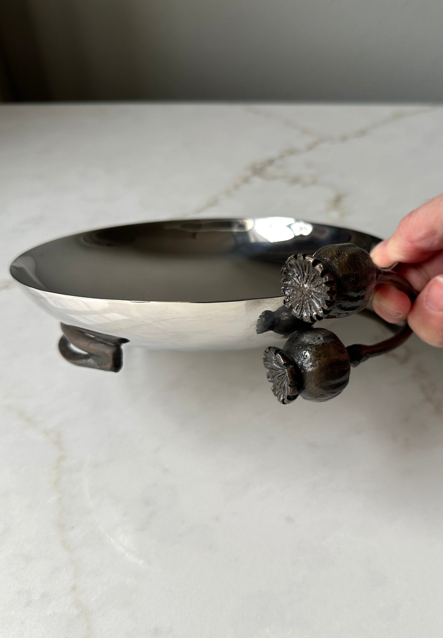 Stainless Steel & Oxidized Bronze Poppy Bowl