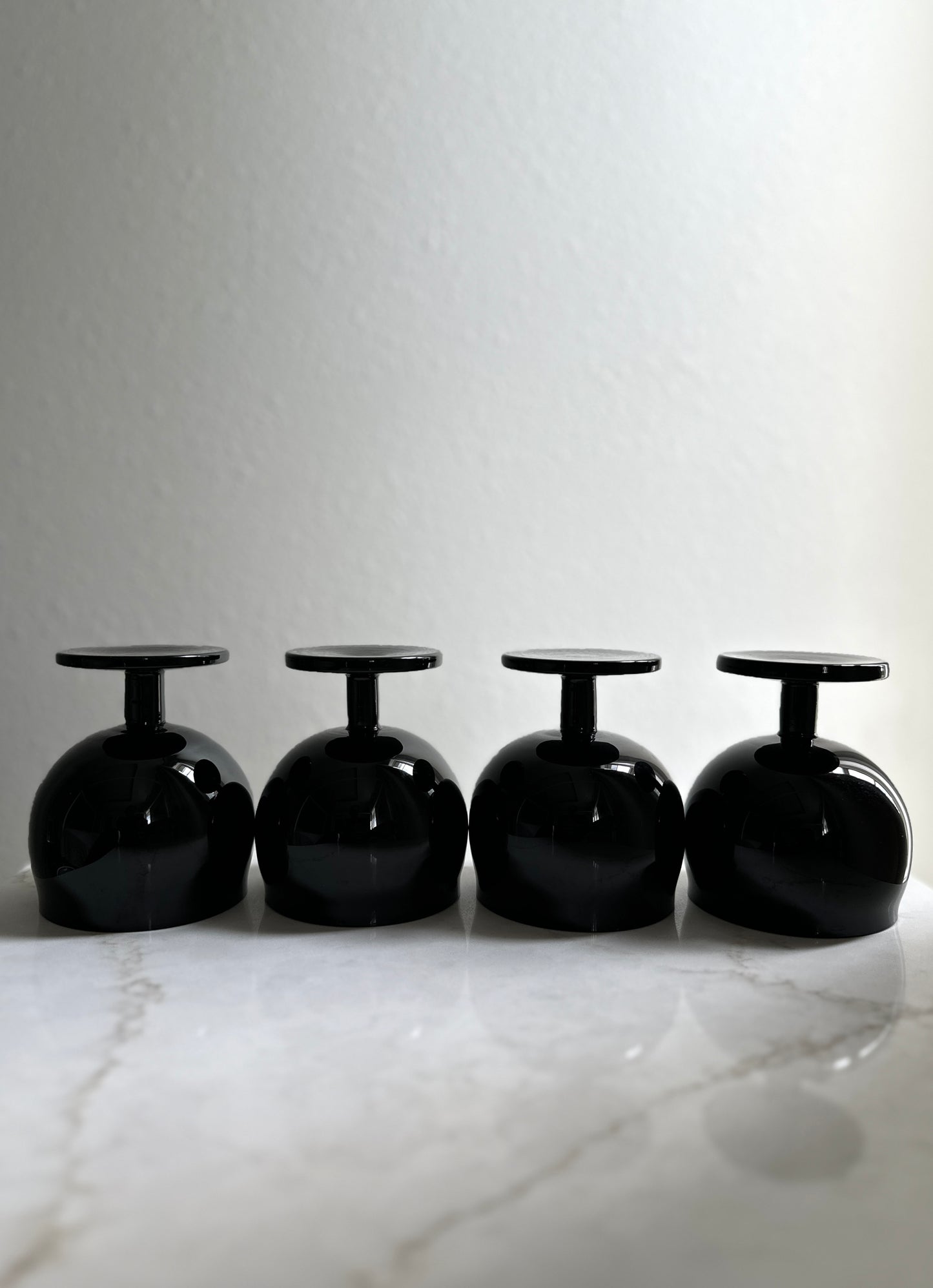 Black Opaque Glassware, Set of 4