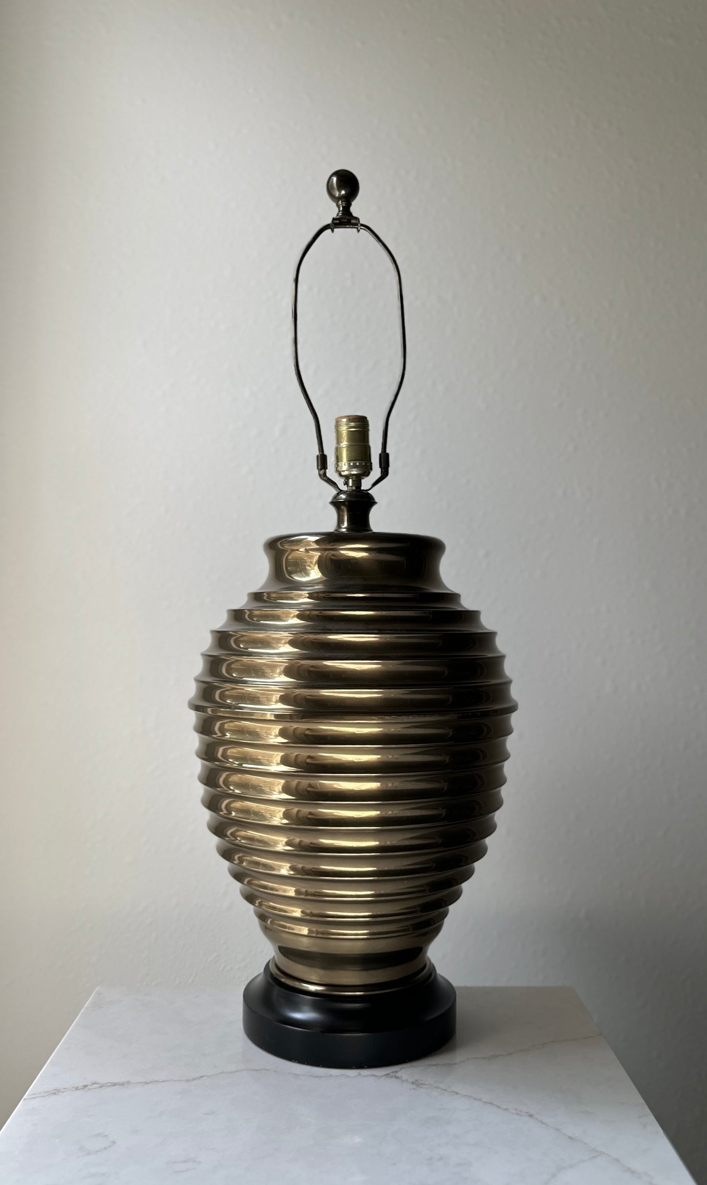 Monumental Vintage Brass Beehive Lamp