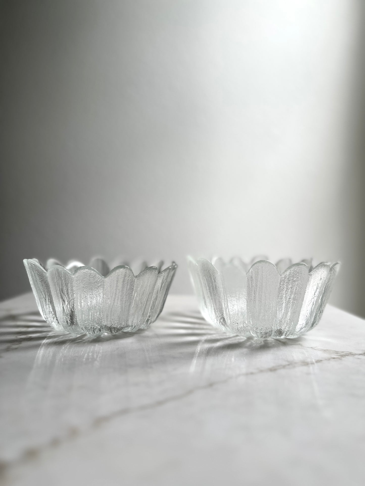 Danish Ice Glass Petal Bowls, Set of 4