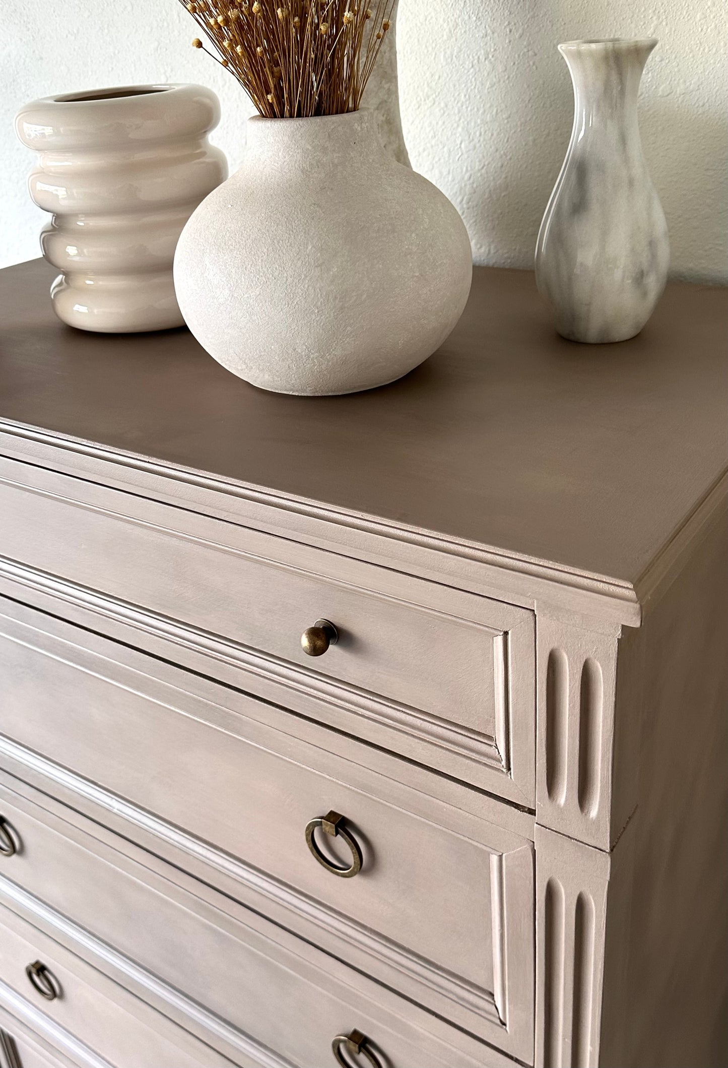 Suede Finish Effect Vintage Wood Dresser