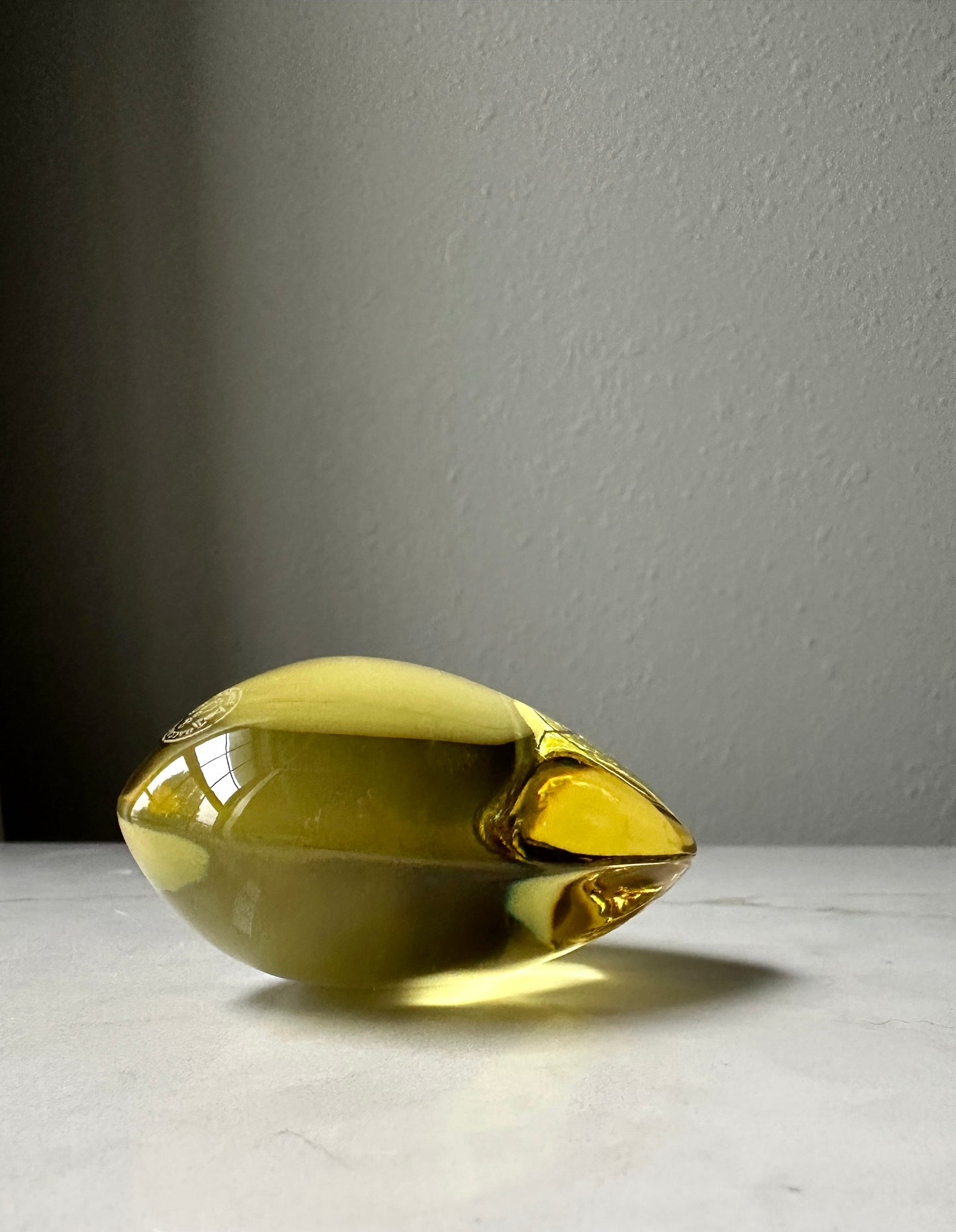 Baccarat Yellow Citrine Puffy Heart Vintage Paperweight