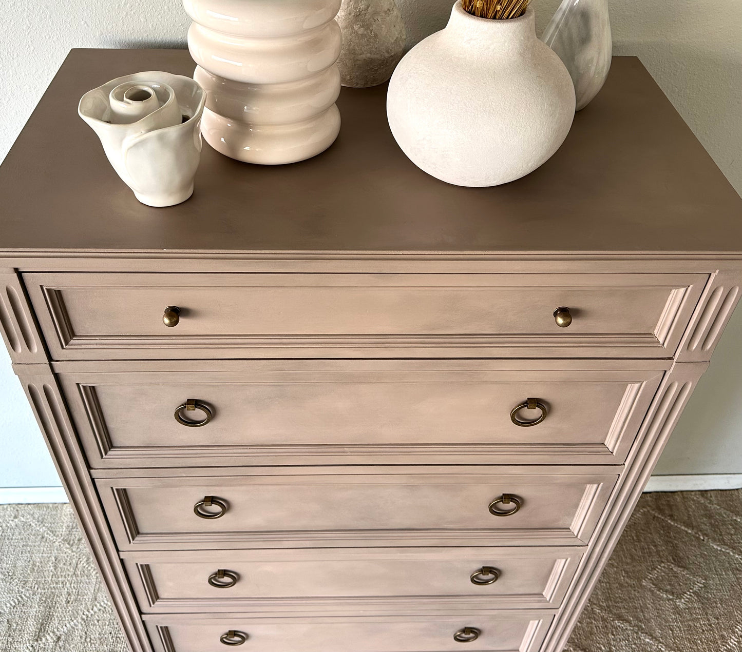 Suede Finish Effect Vintage Wood Dresser