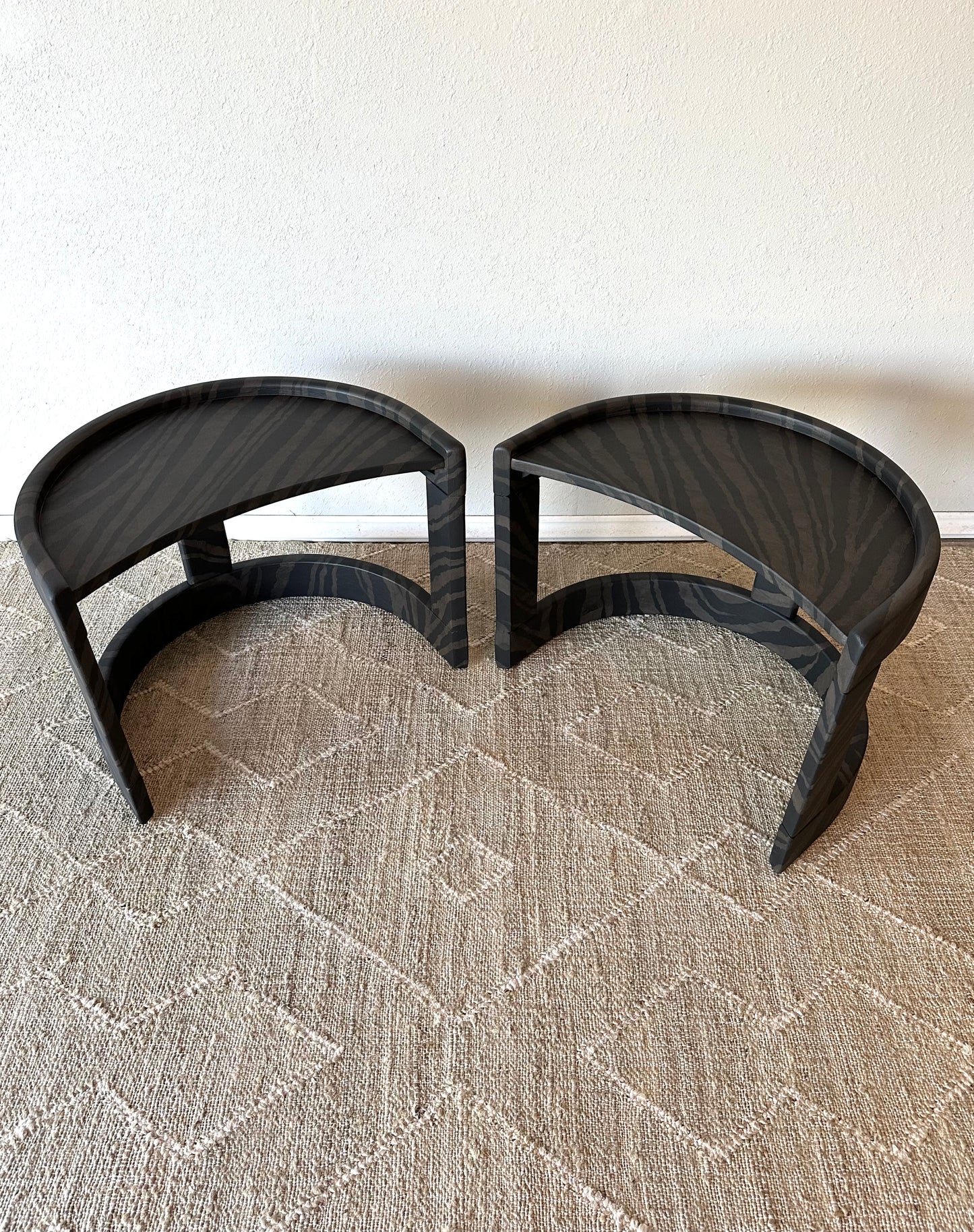 Vintage Mod End Tables Reimagined in a Luxe Faux Bois