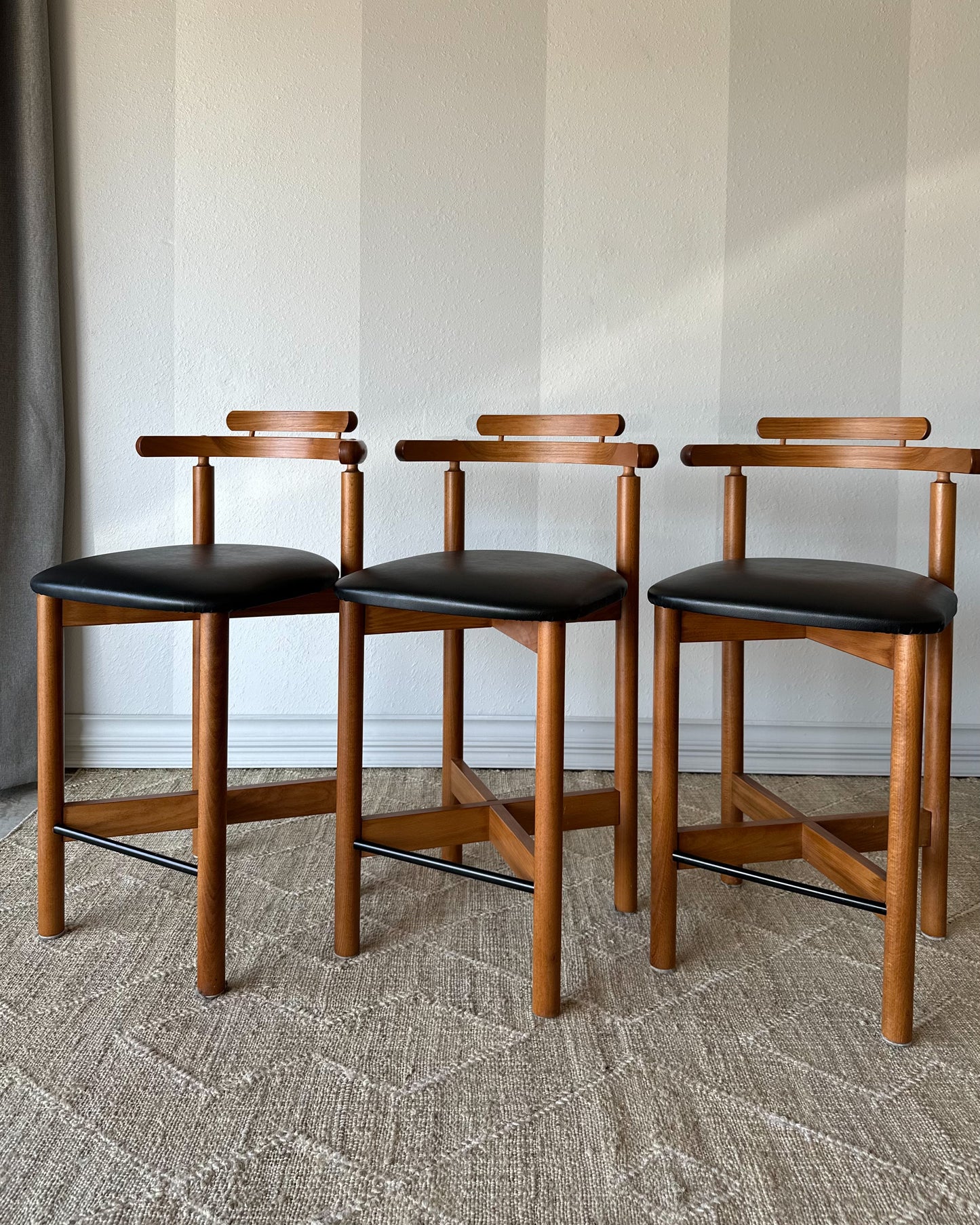 Møbler Danish Modern Teak Counter Stools, Set of 3