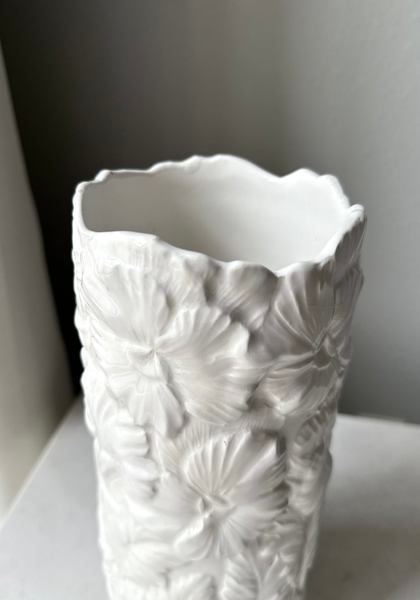 Italian Floral Textured Ceramic Vintage Vase