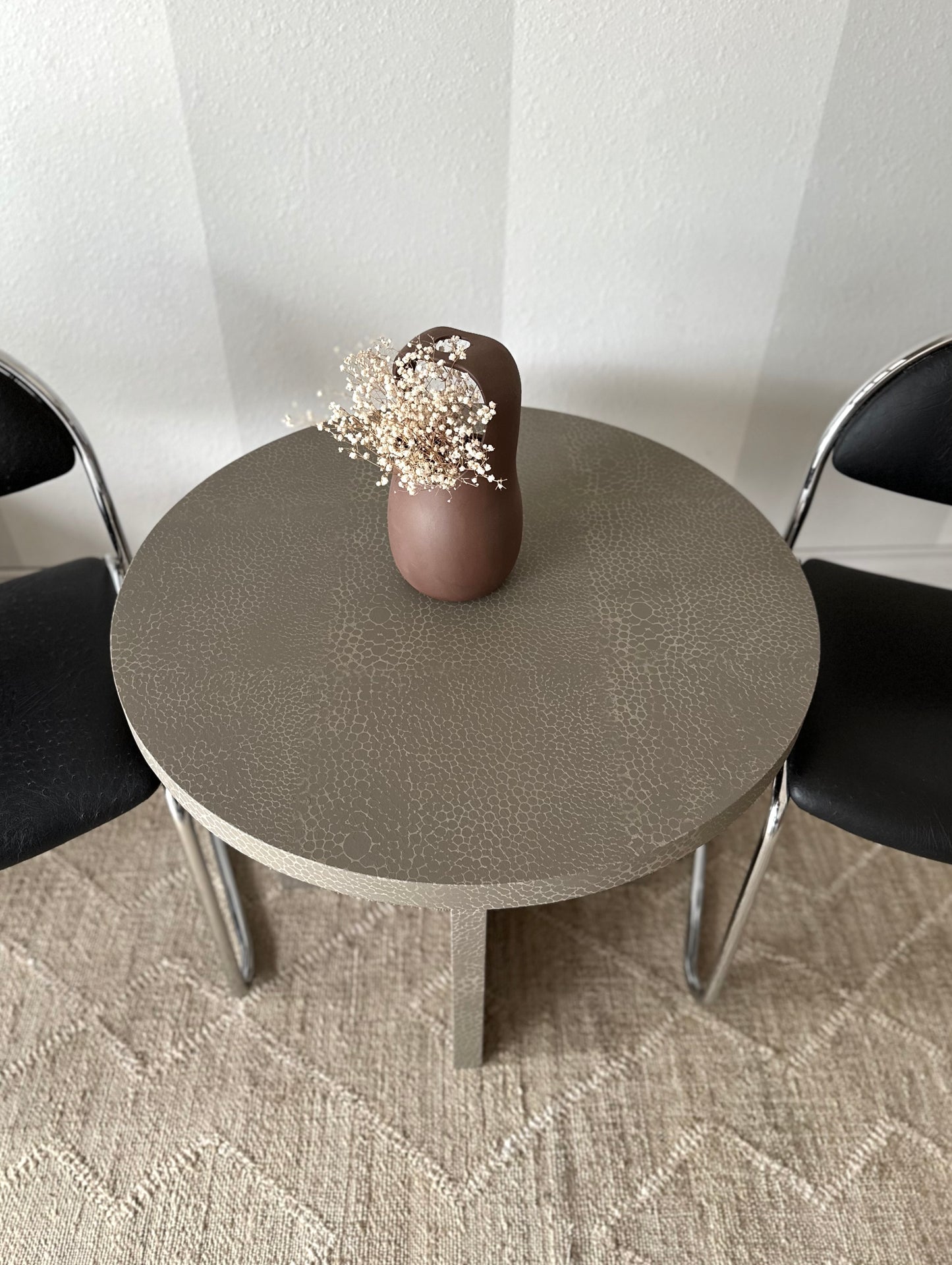 Vintage Oversized End Table in Faux Shagreen