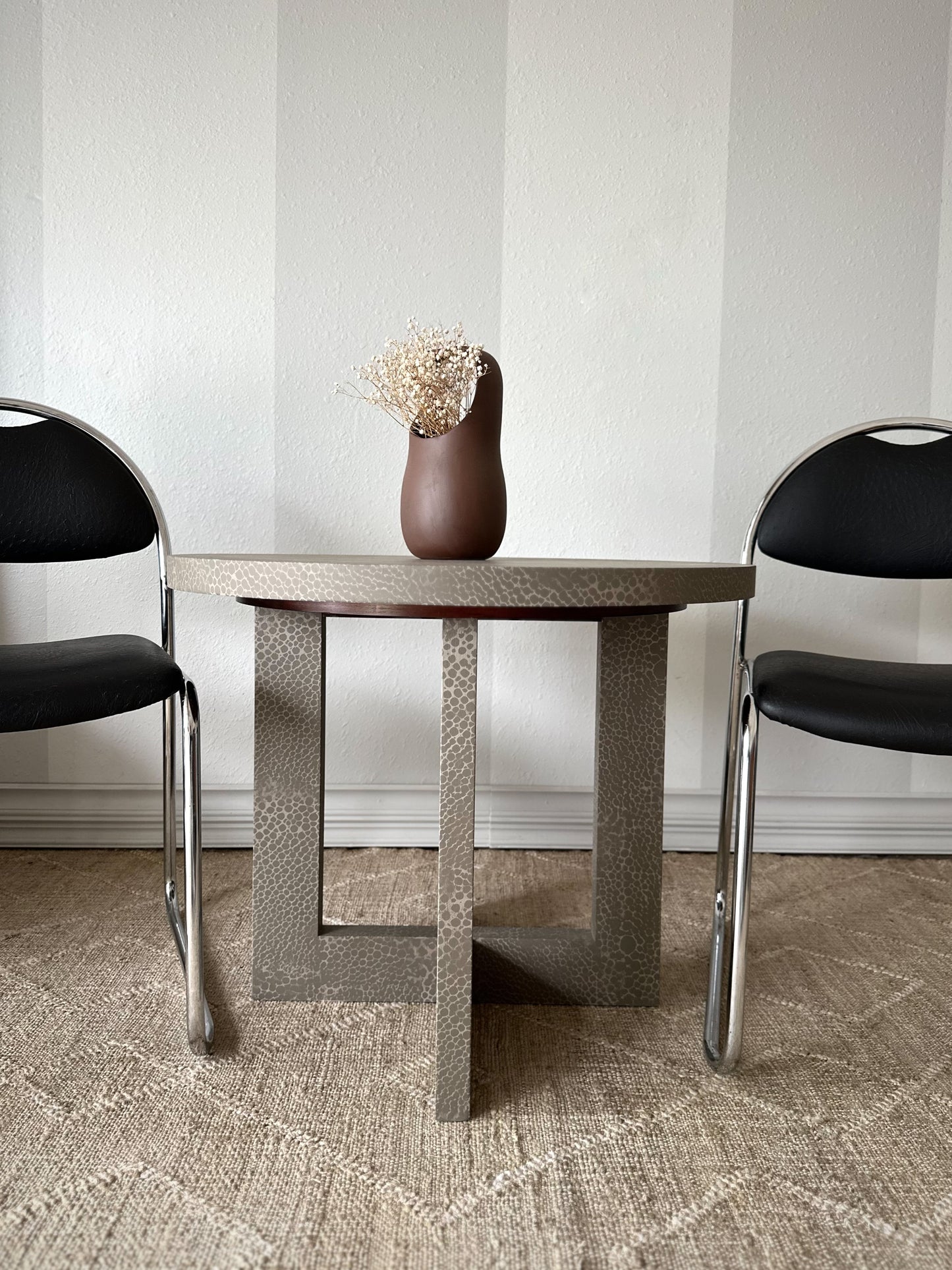 Vintage Oversized End Table in Faux Shagreen
