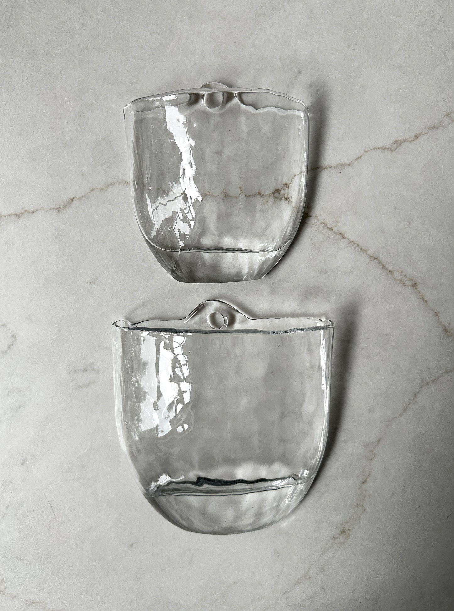 Vintage Glass Wall Pocket Vase or Planters Set