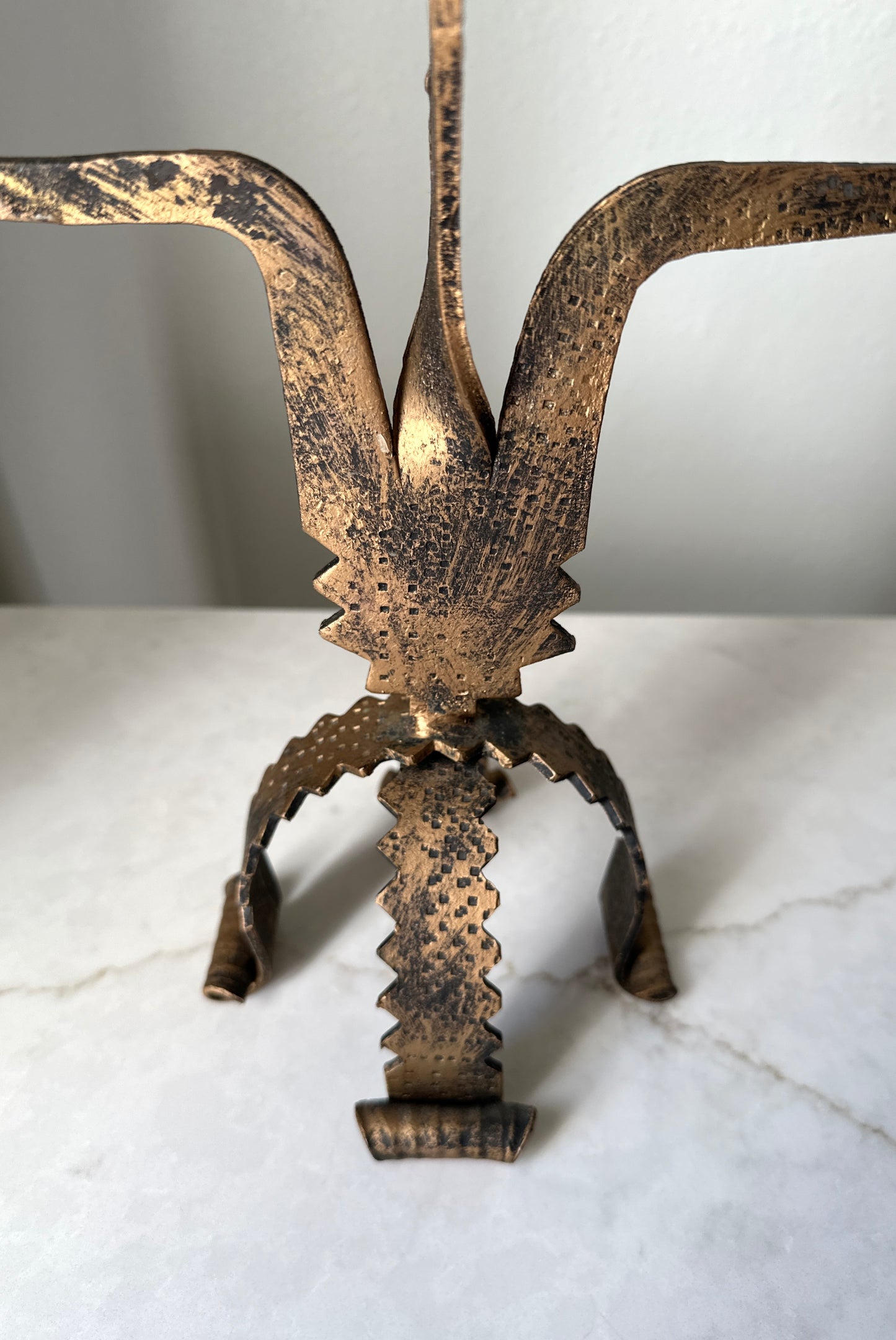 Vintage Spanish Brutalist Hand Forged Candle Holder