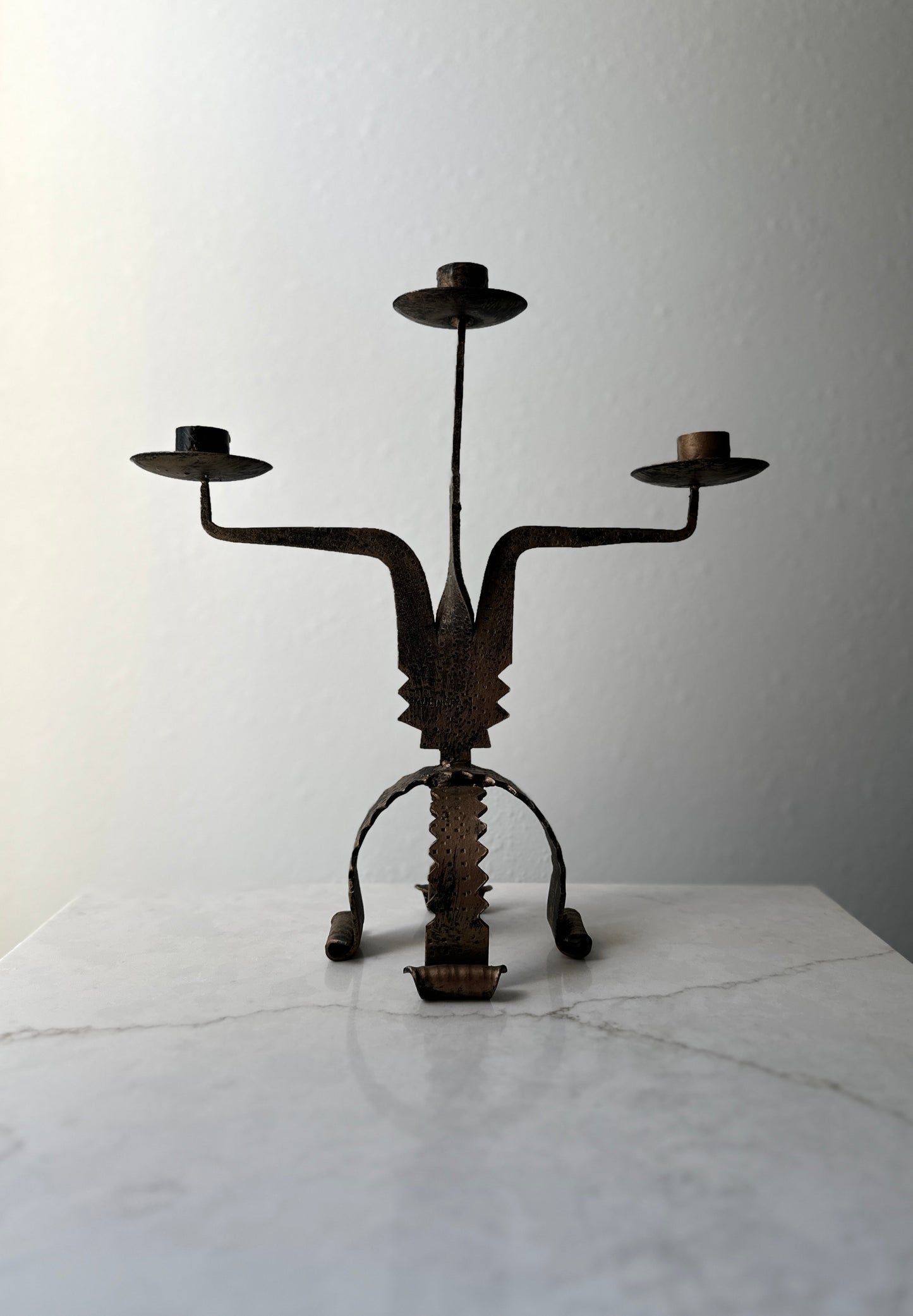 Vintage Spanish Brutalist Hand Forged Candle Holder