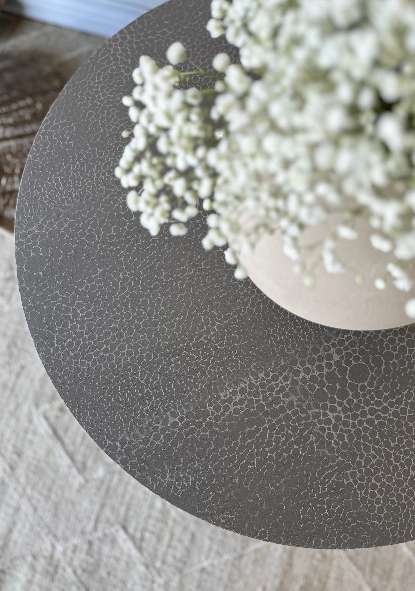 Vintage Oversized End Table in Faux Shagreen
