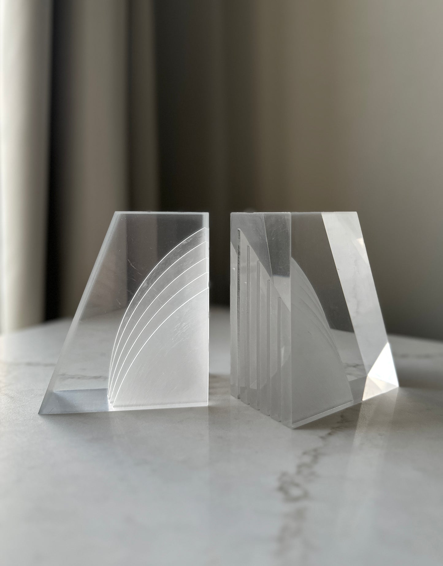 Vintage Lucite Sculptural Mid-Century Bookends