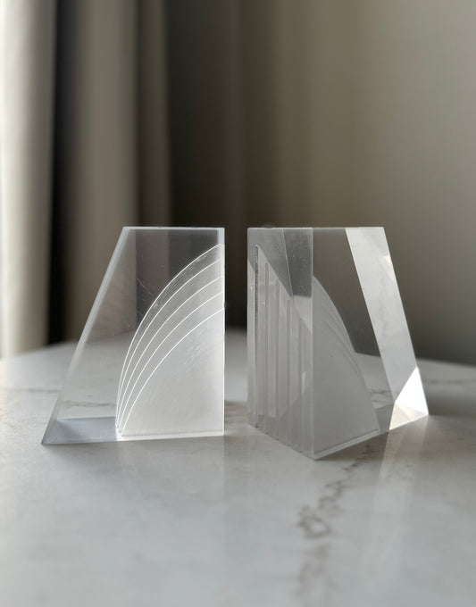 Vintage Lucite Sculptural Mid-Century Bookends
