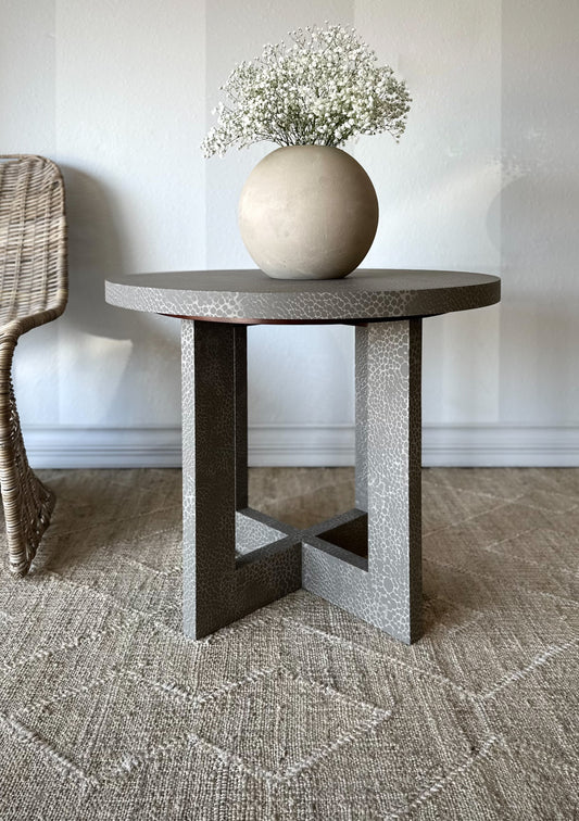 Vintage Oversized End Table in Faux Shagreen