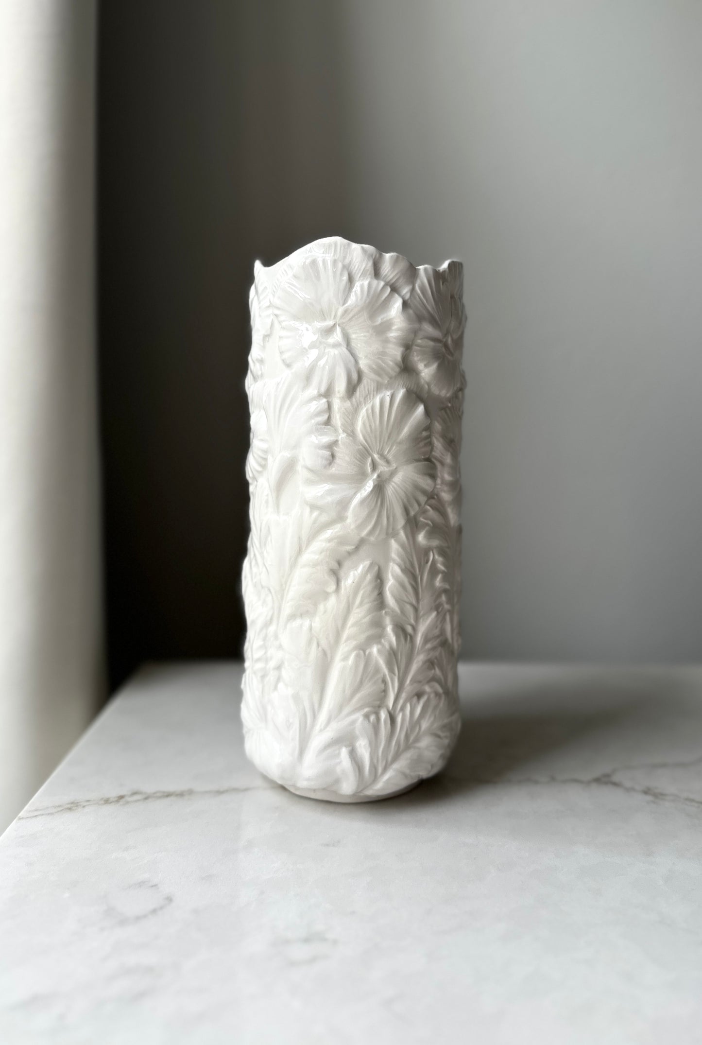 Italian Floral Textured Ceramic Vintage Vase