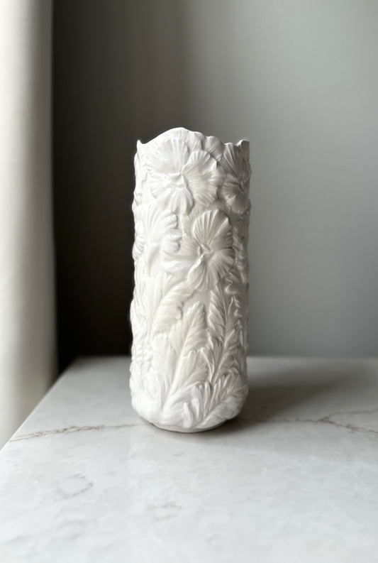 Italian Floral Textured Ceramic Vintage Vase