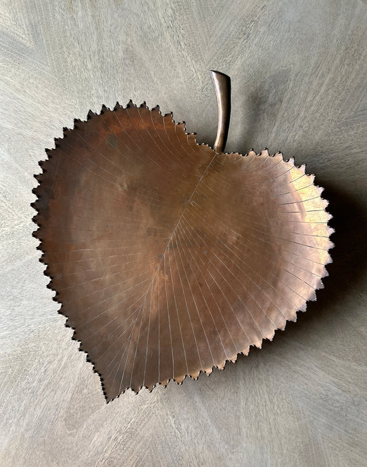 Striking, Large Vintage Copper Leaf Decorative Tray