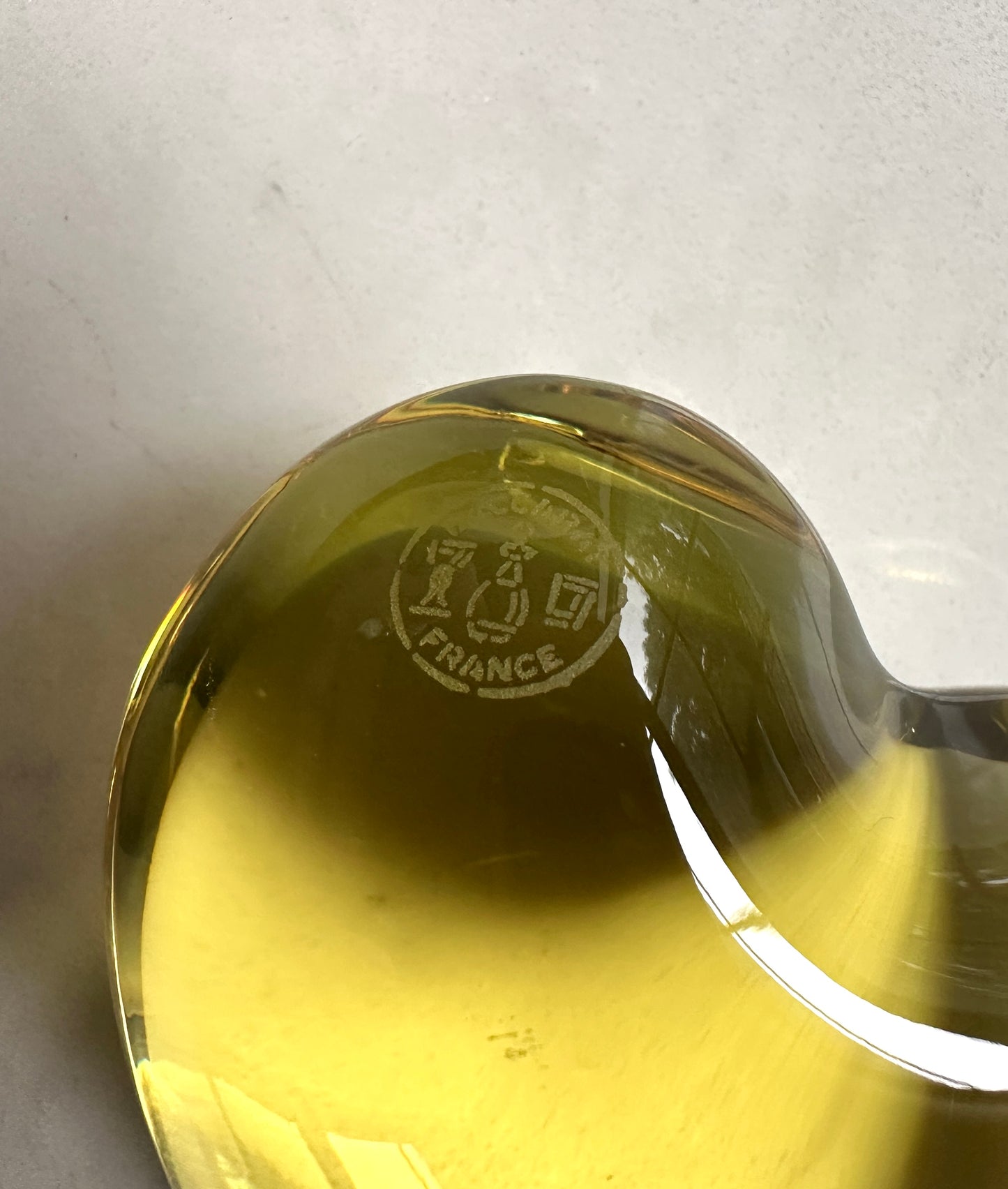 Baccarat Yellow Citrine Puffy Heart Vintage Paperweight