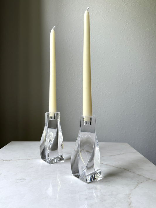 Signed Vintage Crystal Candleholder Set