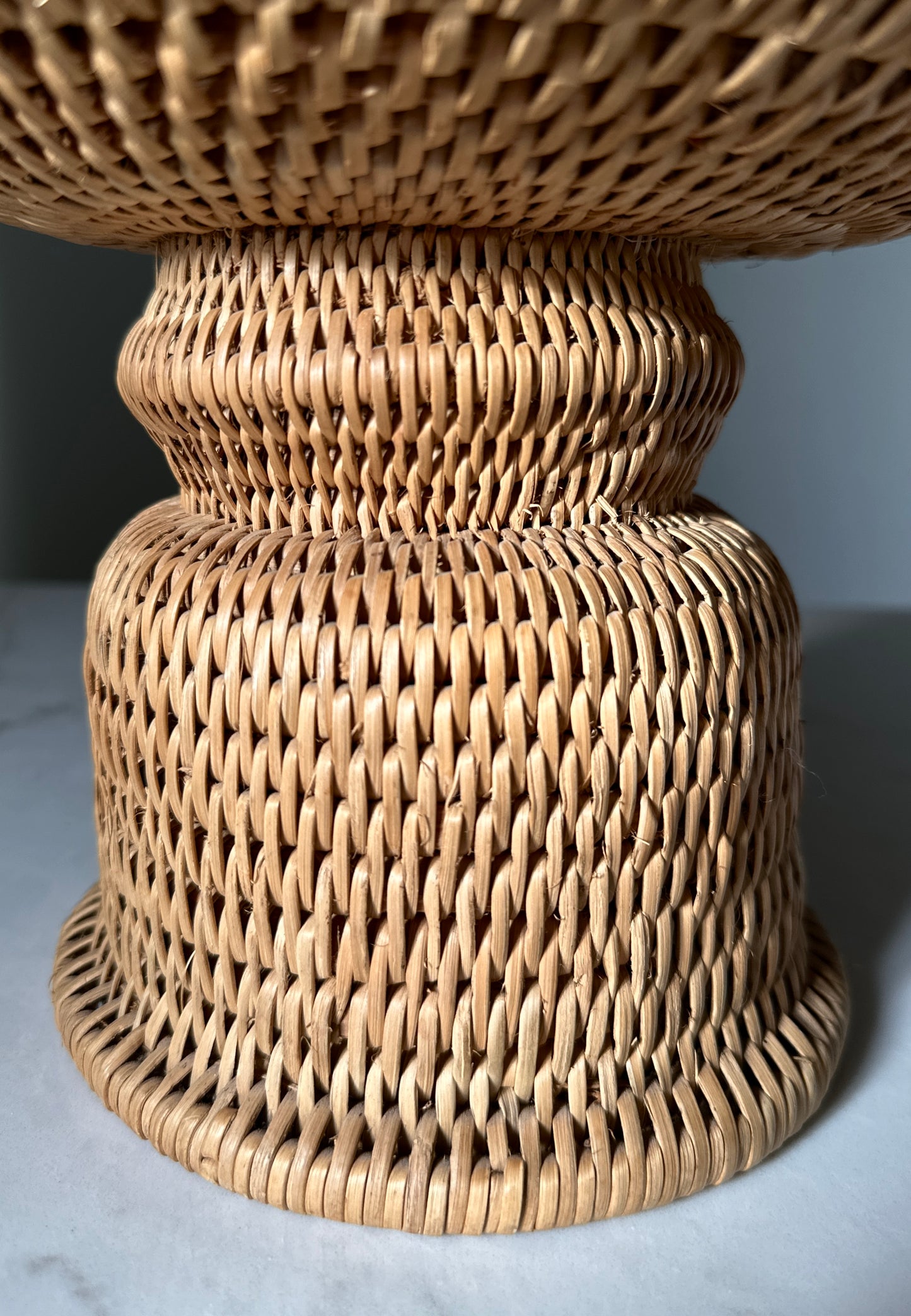 Pedestal Centerpiece Rattan Bowl