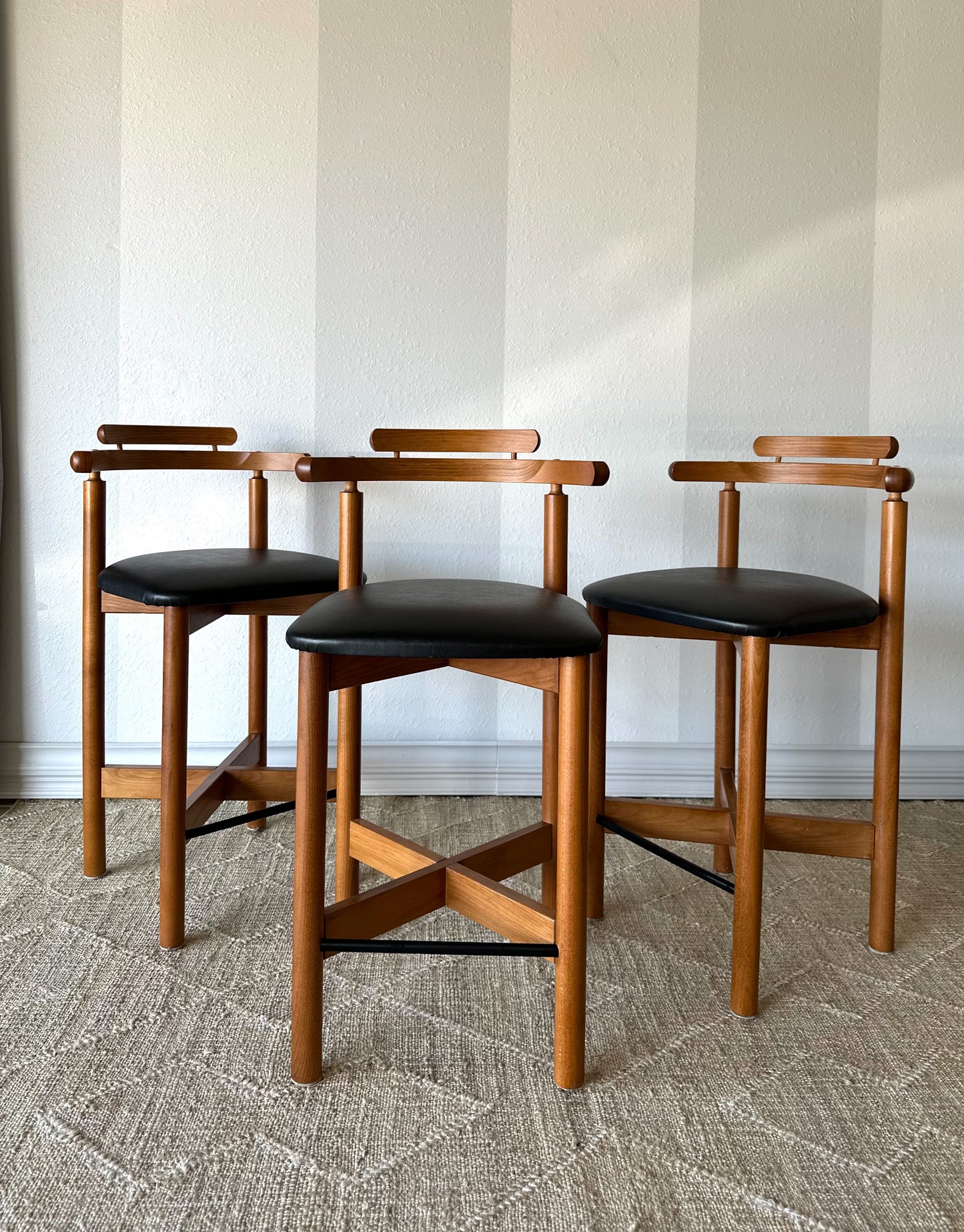 Møbler Danish Modern Teak Counter Stools, Set of 3