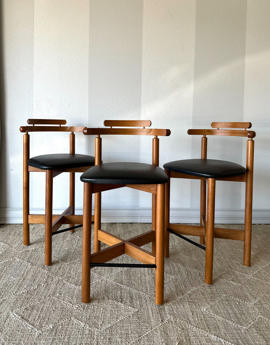 Møbler Danish Modern Teak Counter Stools, Set of 3