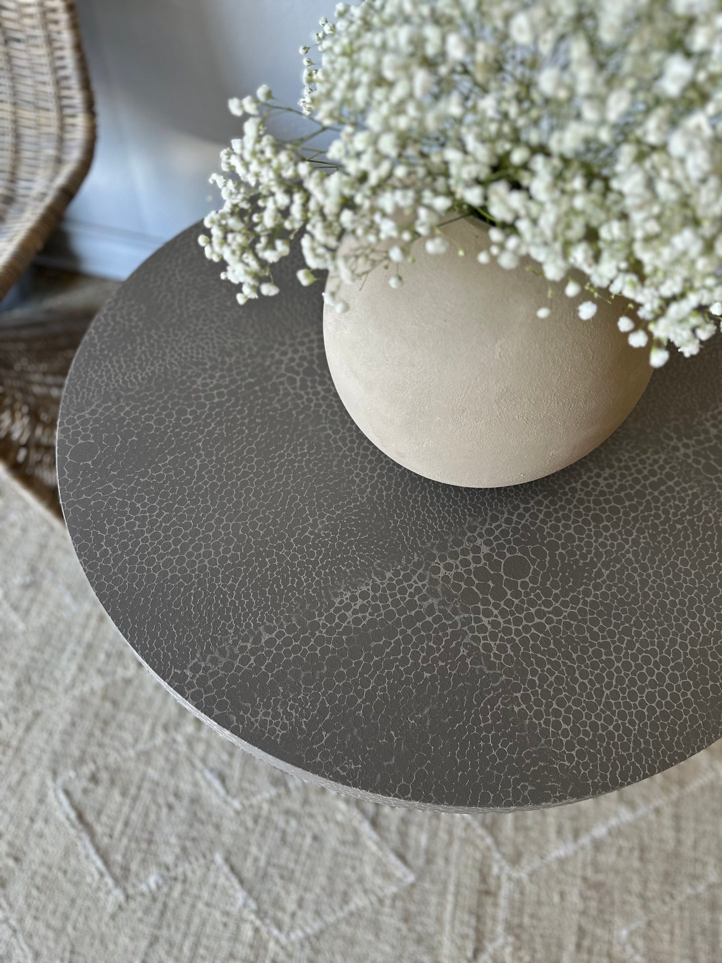 Vintage Oversized End Table in Faux Shagreen