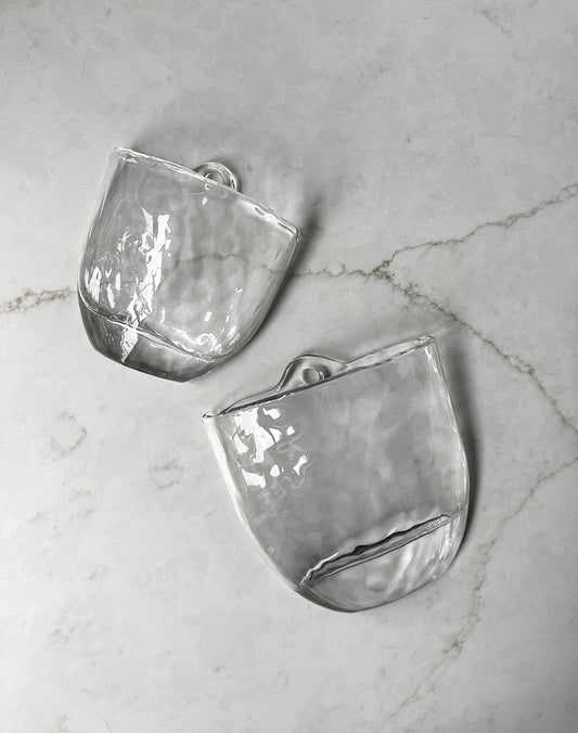 Vintage Glass Wall Pocket Vase or Planters Set