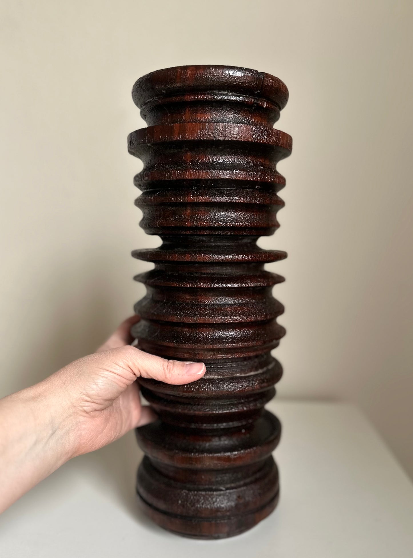 Stunning Primitive Salvaged Wood Candleholder